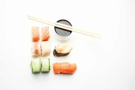 sushi chopsticks soy sauce snack delicacy japanese cuisine