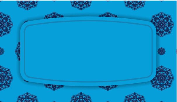 Baner of blue color with Indian ornament for design under your logo or text