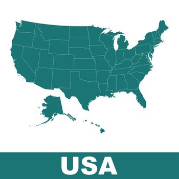 High detailed vector map - United States. USA vector flat