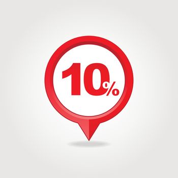 10 ten Percent Sale pin map icon. Map point.