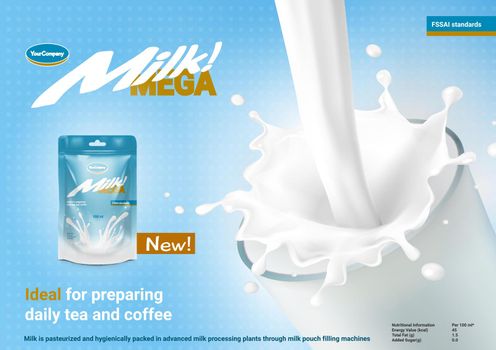 Pouring Milk Ad with Cup And Pack