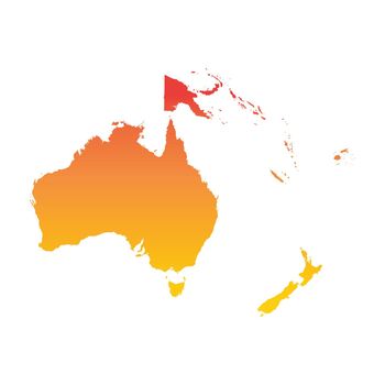 Australia and oceania map. Colorful orange vector illustration