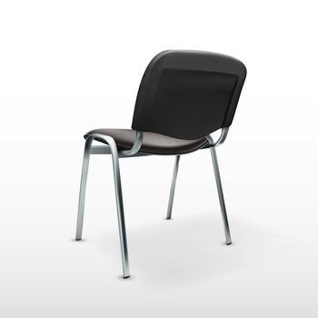 3D Modern Office Chair Black Cloth. Back View