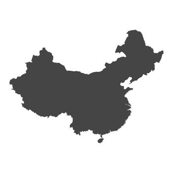 China map. Grey vector illustration on white background