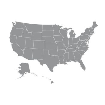 High detailed USA map with federal states. Vector illustration United states of America