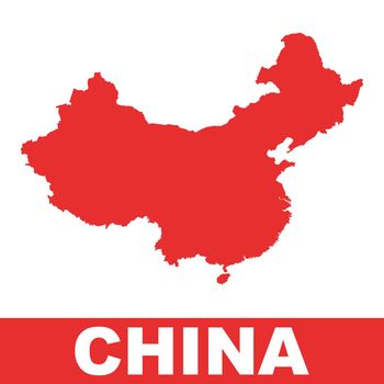 China map. Colorful red vector illustration on white background