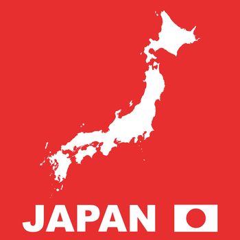 Japan Vector Map on red background