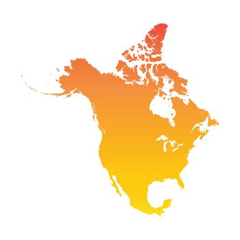 North America map. Colorful orange vector illustration