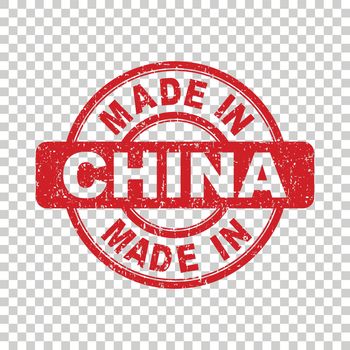 Made in China red stamp. Vector illustration on isolated background