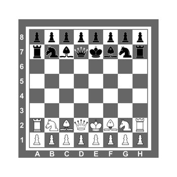 Chess on board. Vector illustration, flat design.