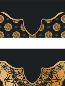 Business card in black with luxurious gold pattern for your business.