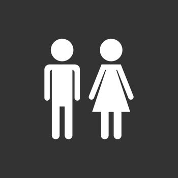 Vector man and woman icon on black background. Modern flat pictogram. Simple flat symbol for web site design.