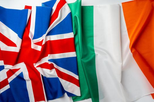 Flags of UK and Ireland folded together