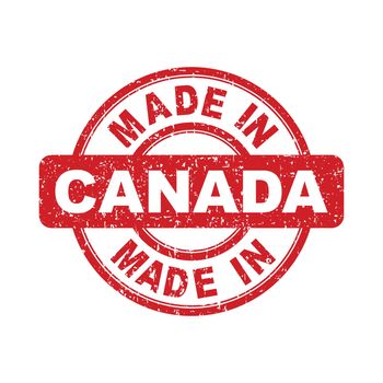 Made in Canada red stamp. Vector illustration on white background