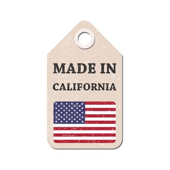 Hang tag made in California with flag. Vector illustration