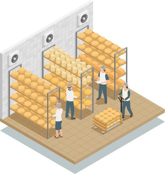 Cheese Fabric Storage Isometric Composition