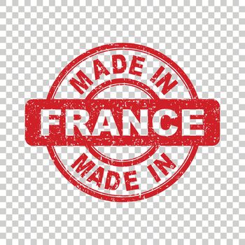 Made in France red stamp. Vector illustration on isolated background