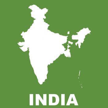 India Map on Green Background. Flat vector