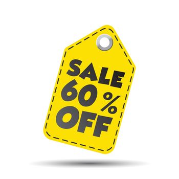 Sale 60% off hang tag. Vector illustration