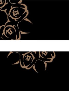 Black business card with abstract brown ornament for your personality.
