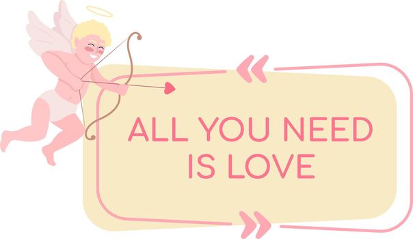 All you need is love vector quote box with flat character