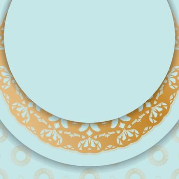 Vintage gold pattern aquamarine card for your brand.