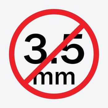 Audio jack 3.5mm in ban sign. Icon vector illustration.