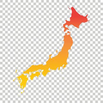 Japan map. Colorful orange vector illustration