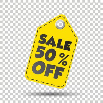 Sale 50% off hang tag. Vector illustration
