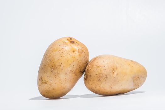 White background potatoes