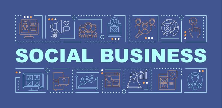 Social business navy word concepts banner