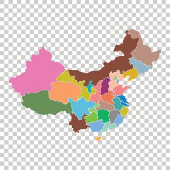China map with province region. Flat vector illustration on isolated background