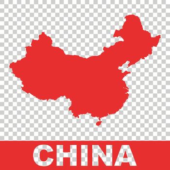 China map. Colorful red vector illustration on isolated background