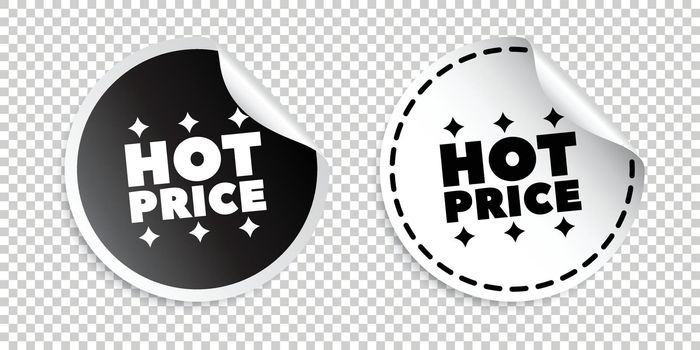 Hot price sticker. Black and white vector illustration.