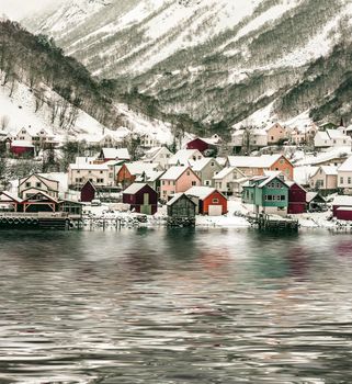 Norwegian Fjords and wooden houses