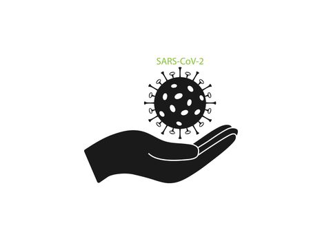Sars cov2, hand icon. Vector illustration, flat design.