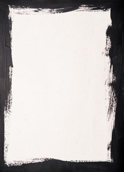 Black painted frame on white paper background