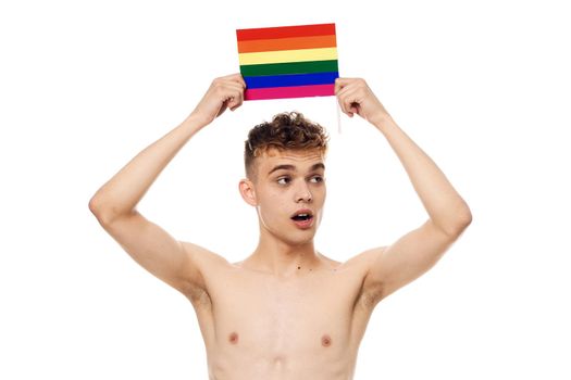 man with lgbt flag transgender community discrimination