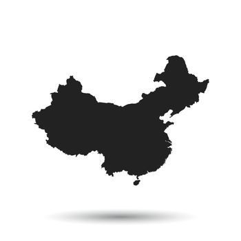 China map. Flat vector illustration on black background