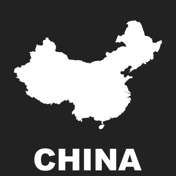 China map. Flat vector illustration on black background