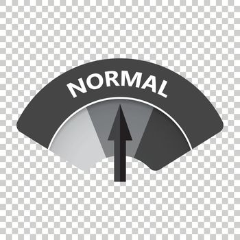 Normal level risk gauge vector icon. Normal fuel illustration on isolated background.