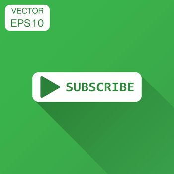 Subscribe button icon. Vector illustration with long shadow. Business concept subscribe pictogram.
