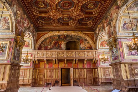 interiors and details of castle of Fontainebleau, France