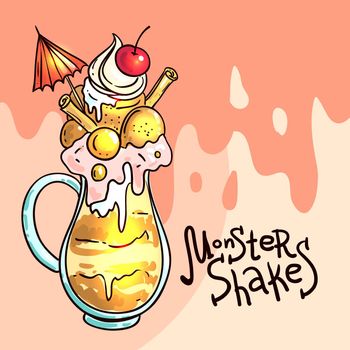 illustration monster shake