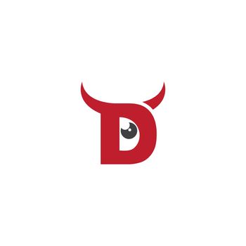 D initial letter with devil horn