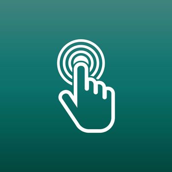 Click here icon. Hand cursor signs. White button flat vector illustration.