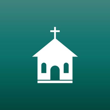 Church sanctuary vector illustration icon. Simple flat pictogram for business, marketing, mobile app, internet on green background