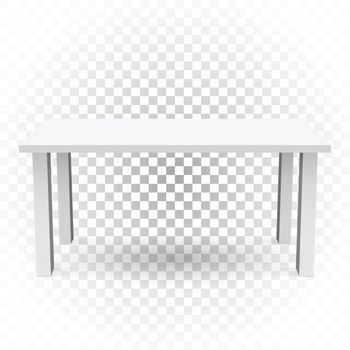 Vector 3d table for object presentation. Empty white top table on isolated background.