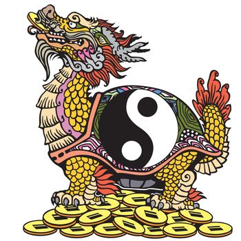 Dragon-headed Turtle with Ynn Yang symbol