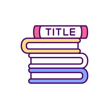 Stack of books with title RGB color icon.